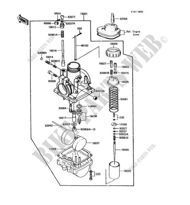 Joint carburateur KAWASAKI 16019-021 pour KD80 KE100 KH100/125 G4TR G5 MC1M KM100