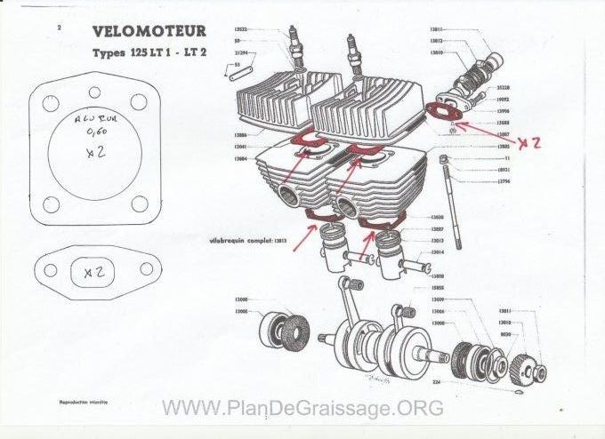 MOTOBECANE 125 LT sans carter petits transferts 